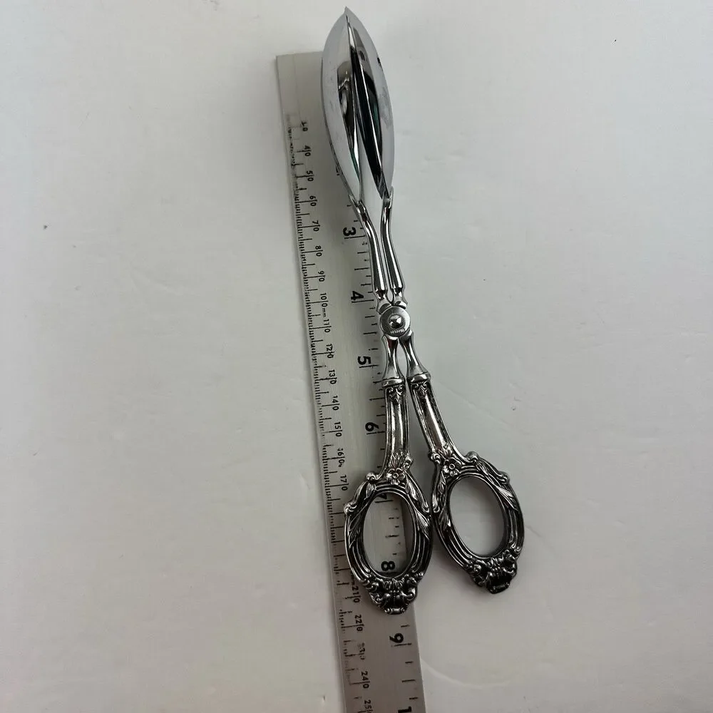 WEB Sterling Handle Ancestry Pattern Germany Stainless Salad Ice Serving Tongs